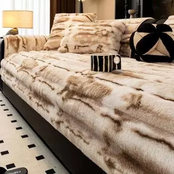 Утолщенный плюшевый чехол для дивана с кроликом, окрашенный в технике тай-дай, теплый нескользящий супермягкий диван-полотенце, подушка для дивана для гостиной, современный домашний декор 70x70