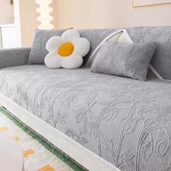 Утолщенный плюшевый чехол для дивана, универсальный нескользящий коврик для сиденья дивана, мягкий бархатный чехол для подушки дивана, уютный теплый чехол для гостиной 70x70cm белый