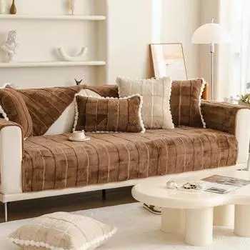 Утолщенный плюшевый чехол для дивана в скандинавском стиле, зимнее мягкое теплое полотенце для дивана, нескользящие L-образные универсальные чехлы для диванов для декора дивана в гостиной 70x70cm 1pc A