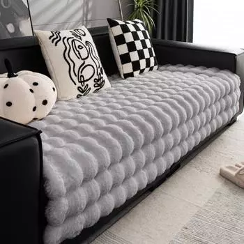 Утолщенный плюшевый чехол для дивана Зимний кролик плюшевая теплая диванная подушка нескользящая подушка для спинки дивана пылезащитное украшение мягкий удобный 70X70cm 1pc розовый