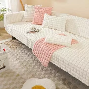 Утолщенный плюшевый чехол для домашнего животного и кошки, однотонный чехол для дивана в скандинавском стиле, нескользящий чехол для дивана, чехлы для дивана, сплошной цвет 1pc 45x45 pillowcase