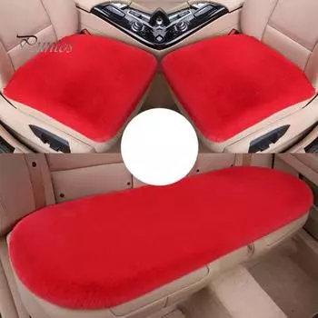 Утолщенный плюшевый комплект подушек для автомобильных сидений, противоскользящий дизайн, влагоотводящие, простая установка, мягкие и пушистые чехлы для передних и задних сидений 1pc