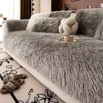 Утолщенный плюшевый коврик для дивана из овечьей шерсти, однотонные чехлы для диванов, противоскользящие, роскошные чехлы для диванов, полотенца, универсальные для декора гостиной A 70x70