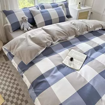 Утолщенный потертый комплект из четырех простых простыней из твила, пододеяльников, постельного белья 1.2m bed