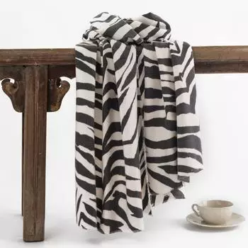 Утолщенный простой шарф с принтом зебры, женская теплая полосатая шаль на шею 190*62cm