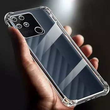 Утолщенный противоударный прозрачный мягкий чехол для телефона TPU с подушкой безопасности RMX3430 для Realme Narzo 50A, прозрачная задняя крышка 6,5 Funda, чехлы For Realme Narzo 50A чистый