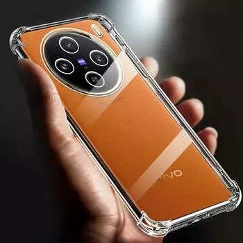 Утолщенный противоударный прозрачный мягкий чехол для телефона TPU с подушкой безопасности, подходящий для Vivo X100 4g 5g, прозрачная задняя крышка, чехлы Funda X 100 pro for vivo X100