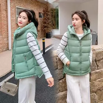 Утолщенный пуховый жилет, женский осенне-зимний короткий приталенный женский жилет, тонкое пальто M чёрный