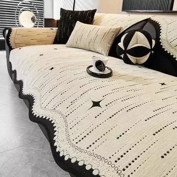 Утолщенный шенилловый коврик для дивана, нескользящие жаккардовые чехлы для дивана для гостиной, роскошный чехол для дивана во французском стиле, защита для мебели 70x70cm A