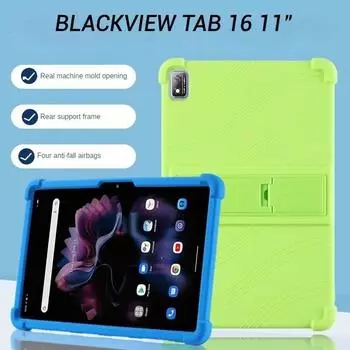 Утолщенный силиконовый чехол с 4 уголками и подставкой для Blackview Tab 16 11 дюймов, противоударный чехол для планшетного ПК для Blackview Tab16 Kids Blackview Tab 16 красный
