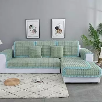 Утолщенный современный плюшевый чехол для дивана, зимний теплый коврик для дивана, сплошной цвет, противоскользящие диванные полотенца, подушки, чехлы для дивана для гостиной 70x70