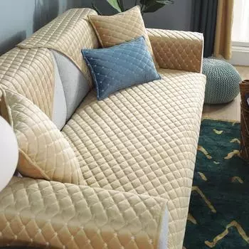 Утолщенный стеганый плюшевый чехол для дивана, однотонный элегантный роскошный бархатный диван-полотенце с вышивкой, чехол для дивана для гостиной 70x70cm 1pc