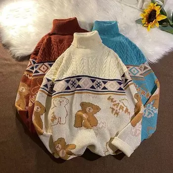 Утолщенный свитер, женский осенне-зимний свободный верх, теплый классический внутренний вязаный свитер, топы M белый