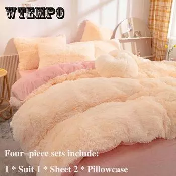 Утолщенный теплый хрустальный бархат, четыре комплекта зимнего постельного белья, список сладкой принцессы Queen