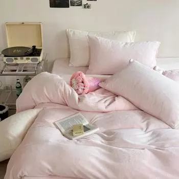 Утолщенный теплый комплект постельного белья из молочного бархата из 4 предметов Full Size белый