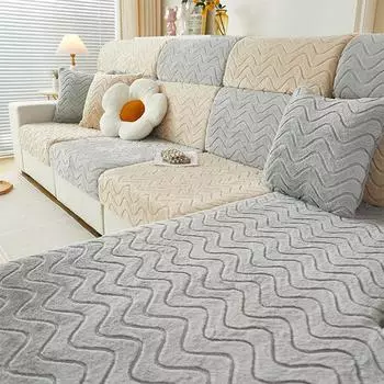 Утолщенный теплый кроличий пух зимний плюшевый чехол для дивана все включено универсальный комплект новая подушка шапка S