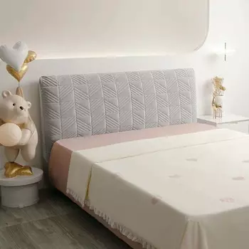 Утолщенный тонкий бархатный стеганый чехол на изголовье однотонного серого цвета, универсальный мягкий фланелевый стеганый чехол на изголовье кровати 200x70 см W100 x H70cm