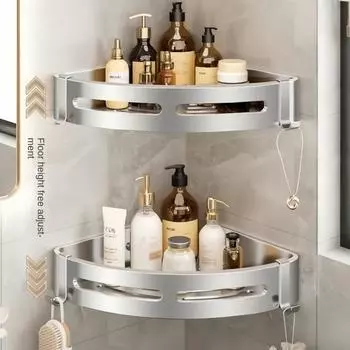 Утолщенный угловой штатив для ванной из нержавеющей стали, перфорированный настенный шкаф для ванной комнаты, квадратная многослойная полка