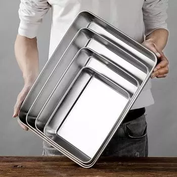 Утолщенный Углубленный Противень Из Нержавеющей Стали Антипригарная Посуда Для Выпечки Тортов Хлеба Формы Для Хранения Пищи Фруктов Тарелки Кухонная Утварь