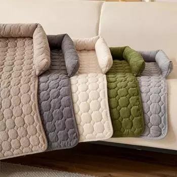 Утолщенный вельветовый коврик для кровати для собак и кошек с подушкой для шеи, мягкий коврик для кровати для собак, успокаивающее гнездо, диван-кровать для дома, автомобиля и улицы 75x75cm