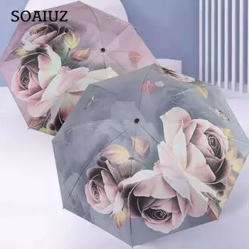 Утолщенный виниловый зонт, складной двусторонний зонт с принтом «солнечный дождь», зонтик двойного назначения, усиленный ветрозащитный зонт фиолетовый