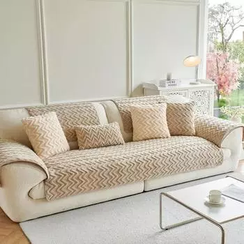 Утолщенный волнистый полосатый плюшевый диванный коврик, подушка, противоскользящий диванный коврик, полотенце, подушка для дивана, чехол для углового дивана для декора гостиной A 70x70