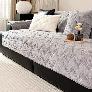 Утолщенный волнистый узор плюшевый чехол для дивана чехол нескользящий мягкий диван полотенце чехол для подушки дивана для гостиной современный домашний декор 70x70cm 1pcs