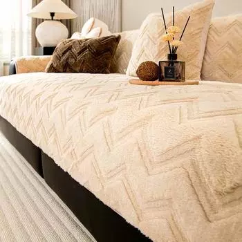 Утолщенный волнистый узор плюшевый чехол для дивана чехол нескользящий мягкий диван полотенце чехол для подушки дивана для гостиной современный домашний декор 70x70cm 1pcs