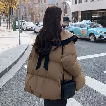 Утолщенный воротник-стойка из хлопка для женщин на зиму S хаки