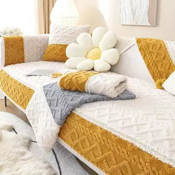 Утолщенный зимний плюшевый коврик для дивана, нескользящий коврик для сиденья, коврик для ванной, набор на четыре сезона, ткань, простое современное полотенце для гостиной 70*70cm