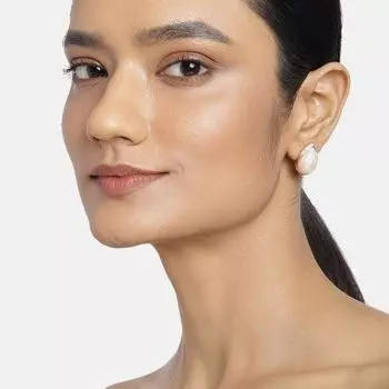 Утонченные женские серьги-гвоздики Estele кремового цвета с настоящим жемчугом