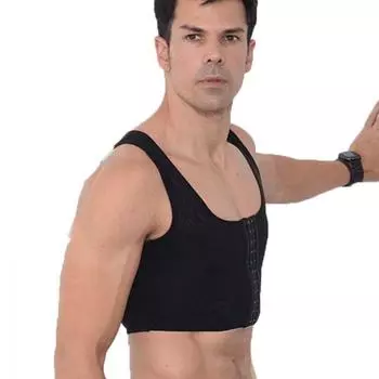 Утягивающее белье для груди Lift the Back для мужчин, без рукавов, на тонких бретелях, мягкое, утягивающее, свадебное 4XL чёрный