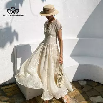 Утягивающее французское платье, женское праздничное длинное платье с вышивкой, праздничное платье в сказочном стиле, повседневное пляжное платье S синий