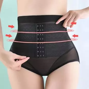 Утягивающее нижнее белье с высокой талией, женские трусики для коррекции фигуры, трусы с плоским животом, Корректирующее белье для талии, трусики, сексуальное женское белье M чёрный