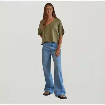 Утягивающие джинсы прямого покроя с высокой талией, потертые, свободные, широкие, обтягивающие брюки, весна 2025, женский стиль, универсальный S синий