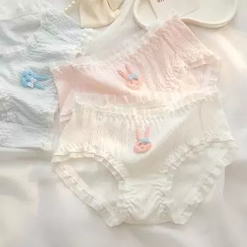 Утягивающие хлопковые трусики, дышащие трусики с кроликом, нижнее белье для девочек, милая девочка m белый