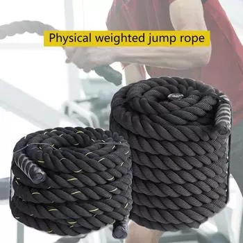Утяжеленная скакалка с нескользящей ручкой для тренировки мышц, тяжелая скакалка, оборудование для фитнеса 2.5cm чёрный/жёлтый