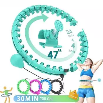 Утяжеленные обручи Hula Circle для взрослых, обруч Infinity Fit для похудения, большие размеры Hoola Hoop для женщин и начинающих 24 Blue