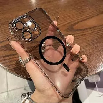 Utrathin Magsafe чехол для телефона с беспроводной зарядкой для iPhone 11 12 13 14 15 Pro Max Plus магнитный прозрачный чехол-бампер For iPhone 11Pro