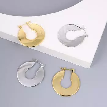 Утрированный дизайн в европейском и американском стиле, большие U-образные геометрические серьги, персонализированные серьги из глянцевого золота 18 карат с медным покрытием золотой