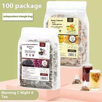 Утро c ночь чайная смесь чай опунция лимонный чай черная волчья ягода шелковица роза треугольный пакетик 50 packs