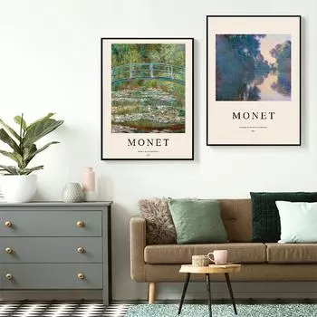 Утро на Сене, пруд с водяными лилиями, пейзаж, художественный принт, постер Моне, холст, картина, настенная картина для гостиной, домашний декор 21X30cm No Frame