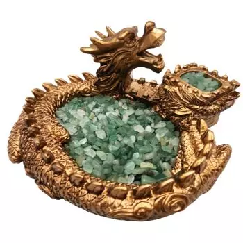 UTST Фигурка дракона Входной камень силы фен-шуй Очищающий рябь камень Золотой рутиловый кварц Зеленый авантюрин Фигурка дракона фен-шуй Дракон