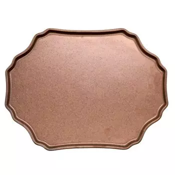 Utsuwa Roan Mino Ware Marushin Ceramic Dish Plate Diameter approx. 23 x 18 cm Despres Chouette Flat Gold Brown Made in Japan 459-0006