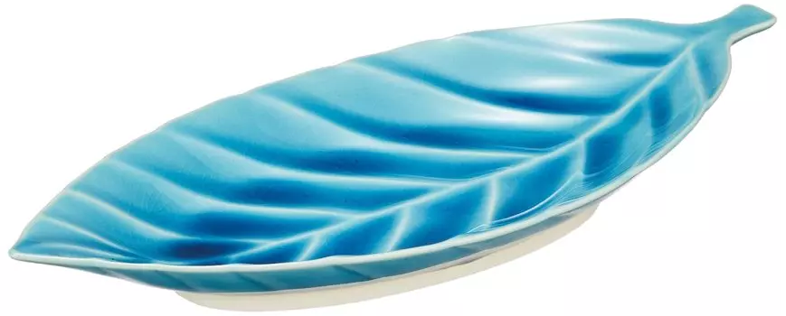 Utsuwa Roan Seto Ware Efu Kiln Plate Dish M 28 x 13 cm Turkish Light Blue Microwave Dishwasher Safe Made in Japan Leaf Approx. 027-0508