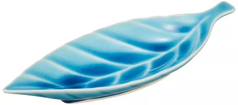 Utsuwa Roan Seto Ware Efu Kiln Plate Dish S 15 x 6 cm Turkish Blue Light Blue Microwave Dishwasher Safe Made in Japan Leaf Approx. 027-0513
