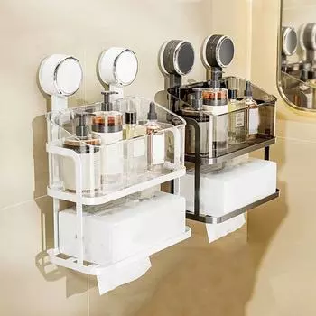 Утюг, мочалка, органайзер для бумажных полотенец, настенная корзина для слива душа, держатель для шампуня, ванная комната белый