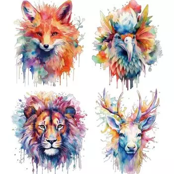 Утюг на теплопередаче, красочные термонаклейки с изображением лисы, льва, козы, моющиеся аксессуары для одежды «сделай сам», новая термонаклейка на одежду