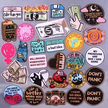 Утюговые нашивки на одежду, вышивка, наклейка на одежду, вышитые нашивки для одежды, термоклеевые нашивки