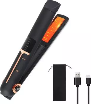 Утюжок для волос Беспроводной утюжок для волос Мини 2WAY USB-перезаряжаемый Регулировка температуры Оснащен отрицательными ионами Мобильная функция Функция памяти режимов Быстрый